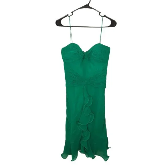 green emerald velvet dress Kelly Green and Copper 70s vintage midi dress main image 1
